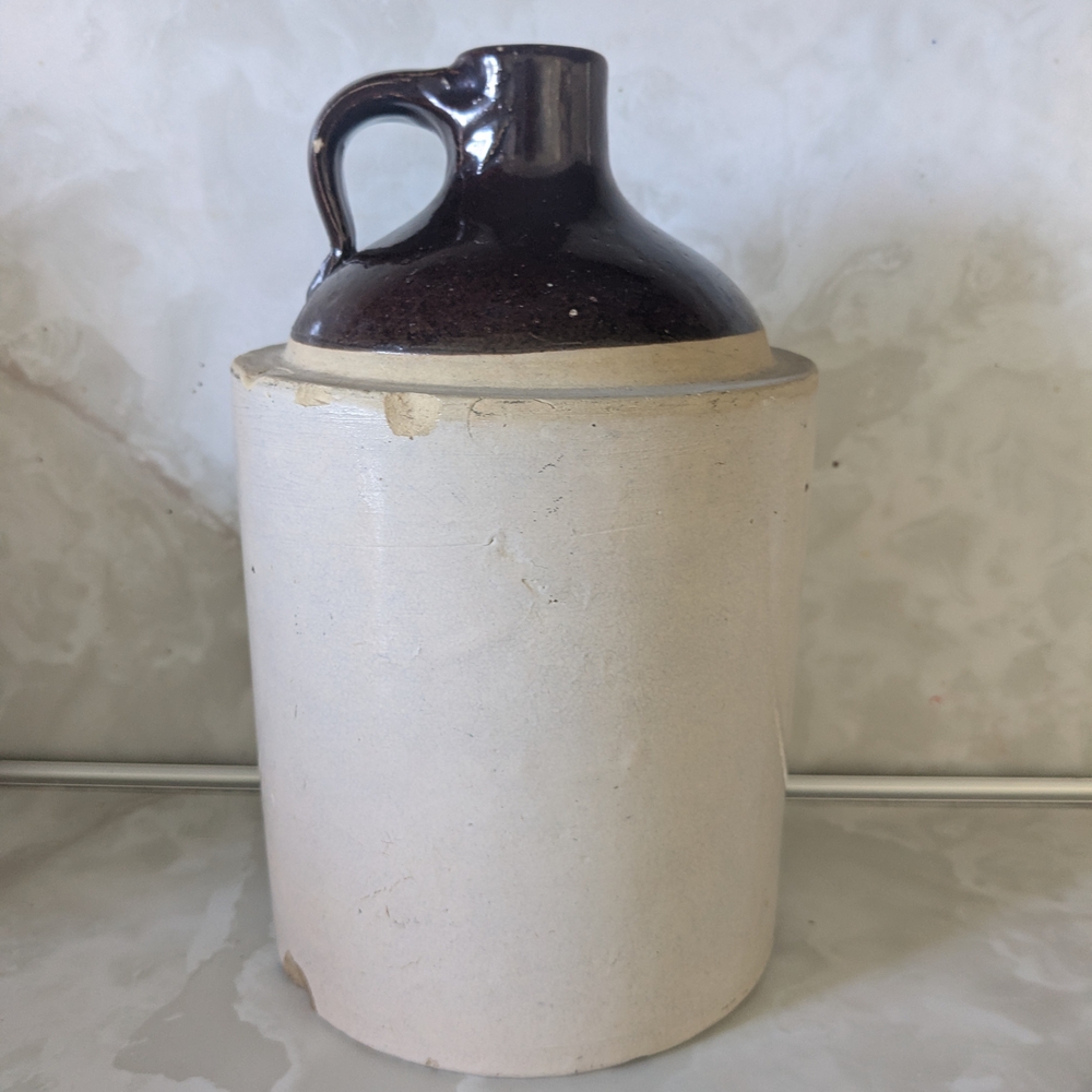 Vintage Two-Tone Ceramic Jug Brown and Cream - Picture 2 of 6